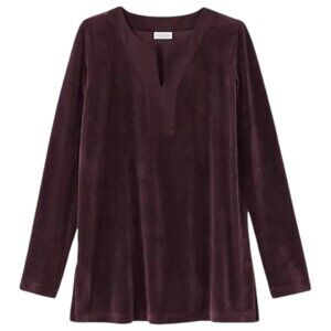 J. Jill Velvet Split-Neck Tunic in Plum
